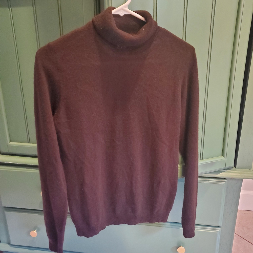 Ann Taylor Brown 100% Cashmere Turtleneck Sweater Size Small